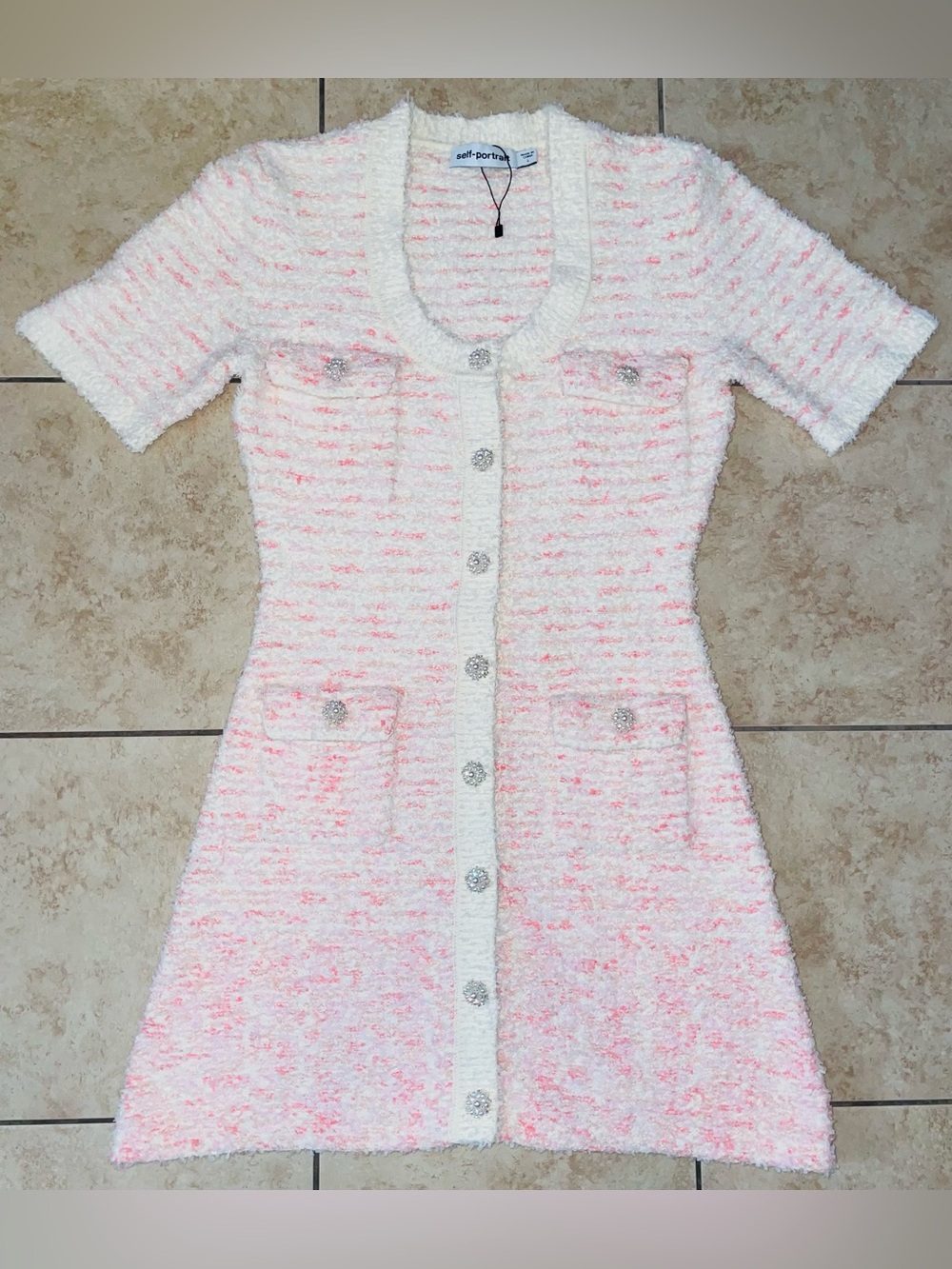 Self-Portrait Tweed Pattern Mini Dress Size L